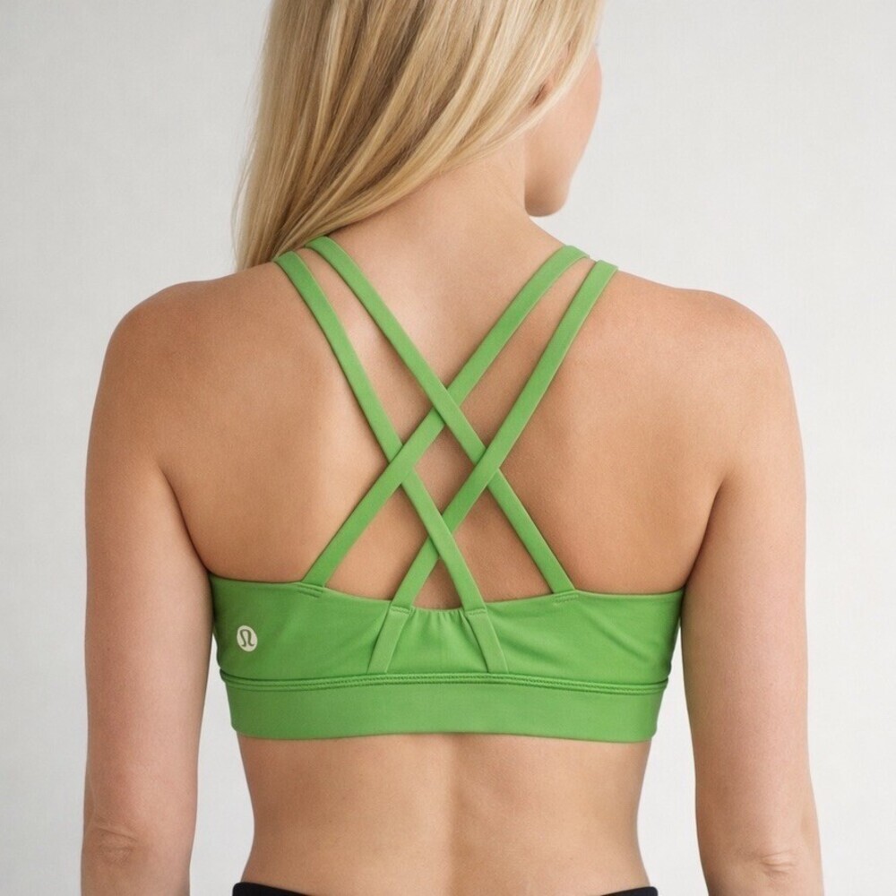 Longline Bra cropped top strappy back lime green